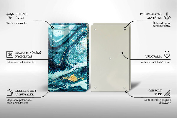 Chopping board Blue abstraction gold