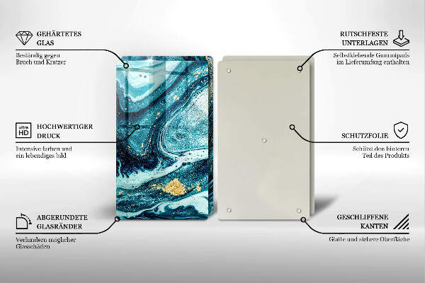 Chopping board Blue abstraction gold