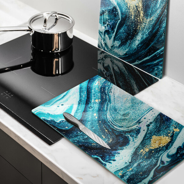 Chopping board Blue abstraction gold