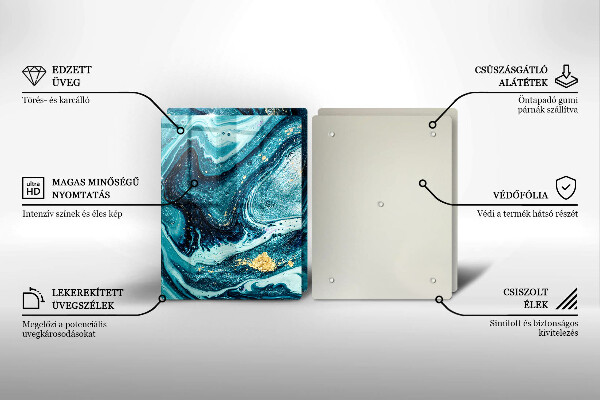 Chopping board Blue abstraction gold