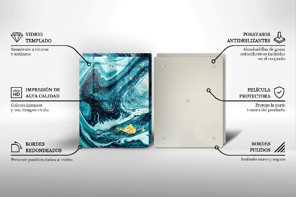 Chopping board Blue abstraction gold