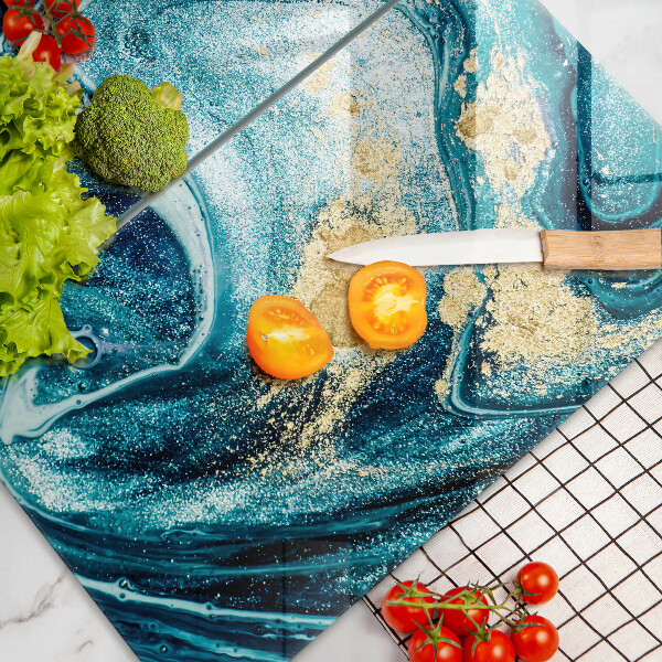 Chopping board Blue abstraction gold