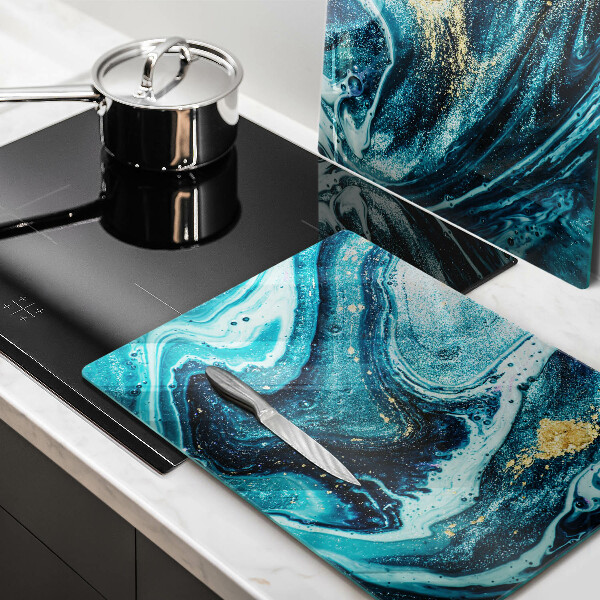 Chopping board Blue abstraction gold