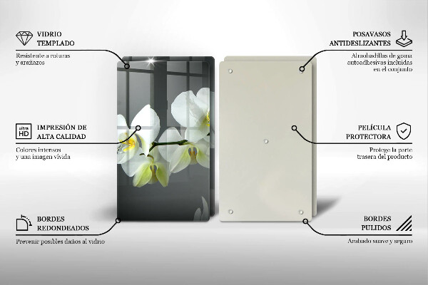 Chopping board White orchid flowers