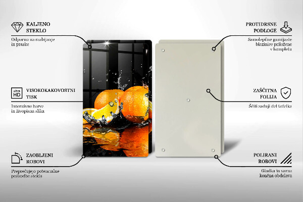 Chopping board Juicy fruit oranges