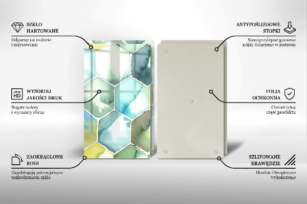 Chopping board Watercolor hexagons