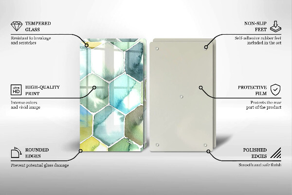 Chopping board Watercolor hexagons