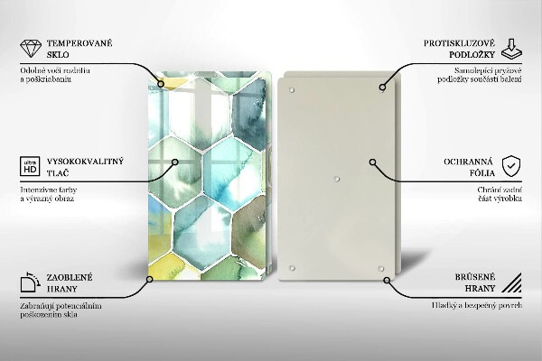 Chopping board Watercolor hexagons