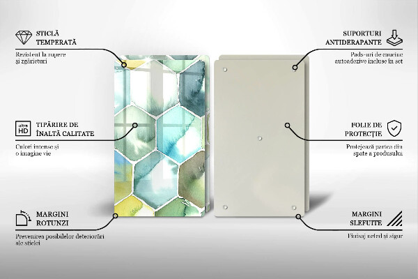 Chopping board Watercolor hexagons