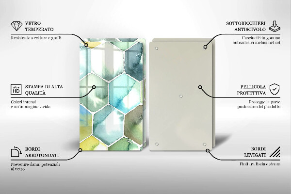 Chopping board Watercolor hexagons