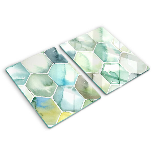 Chopping board Watercolor hexagons