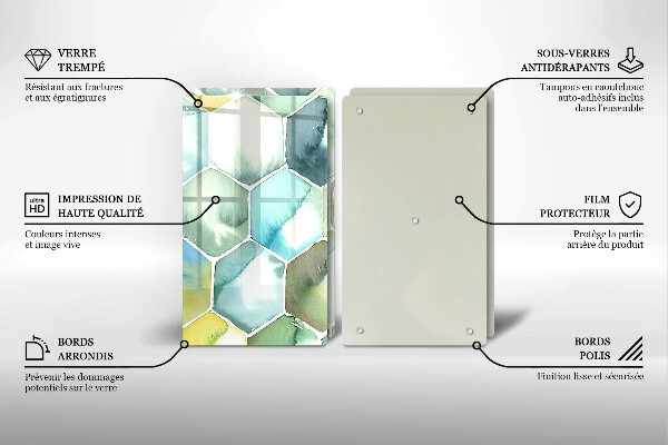 Chopping board Watercolor hexagons