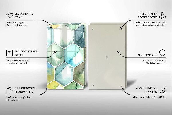 Chopping board Watercolor hexagons