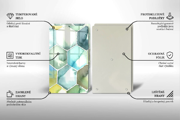 Chopping board Watercolor hexagons