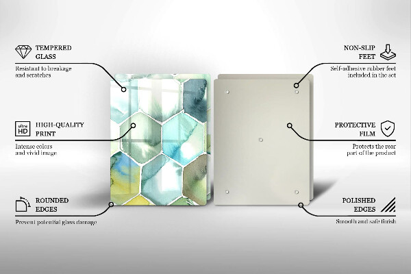 Chopping board Watercolor hexagons