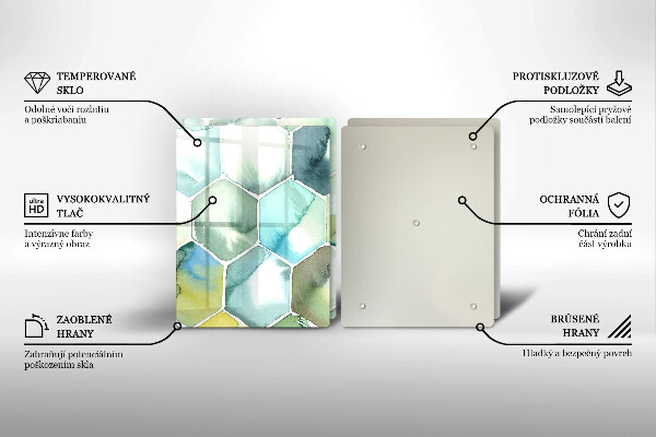 Chopping board Watercolor hexagons