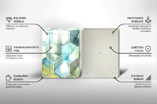 Chopping board Watercolor hexagons