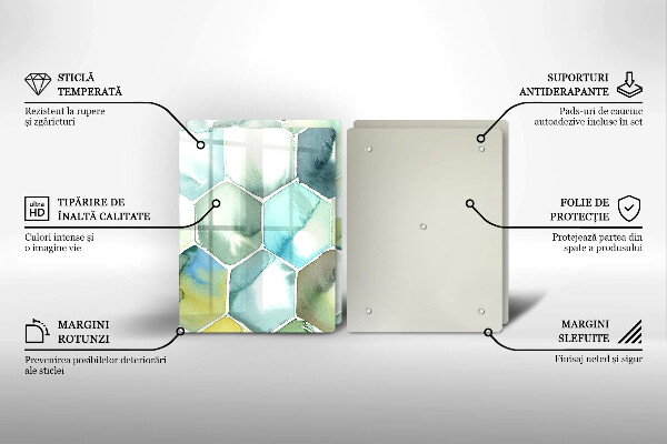 Chopping board Watercolor hexagons