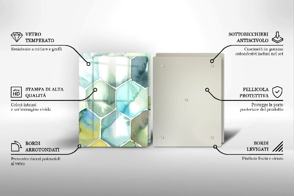 Chopping board Watercolor hexagons