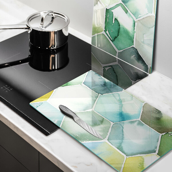 Chopping board Watercolor hexagons