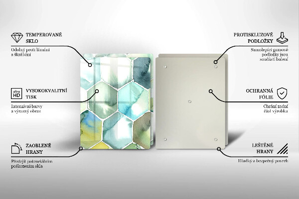 Chopping board Watercolor hexagons