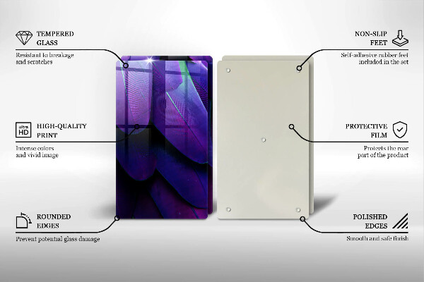 Chopping board Neon feathers