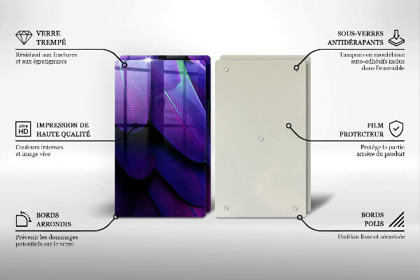 Chopping board Neon feathers