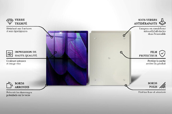 Chopping board Neon feathers