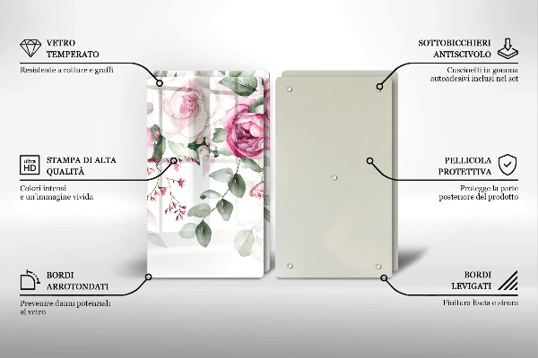 Chopping board Watercolor roses