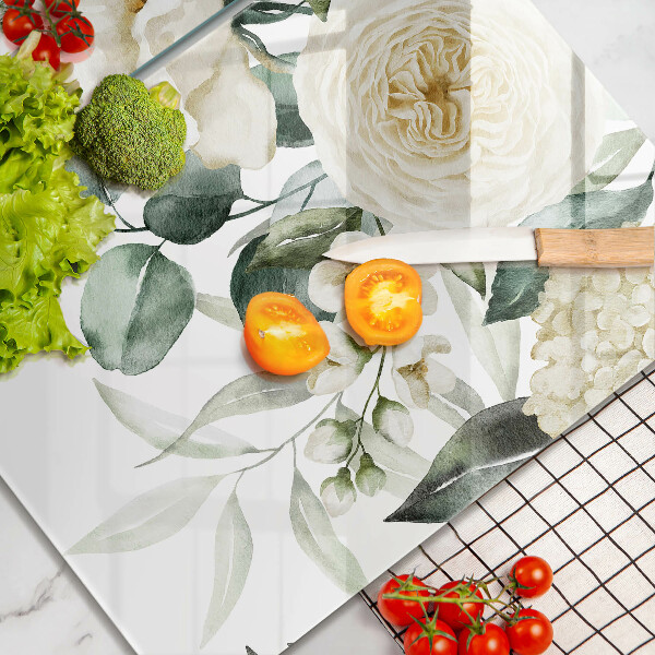 Chopping board Watercolor flowers