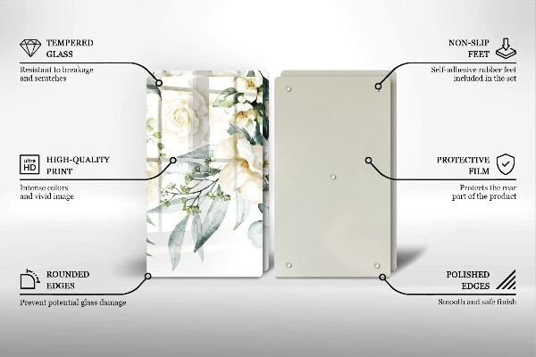 Chopping board Watercolor flowers