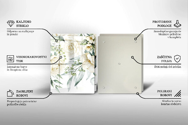 Chopping board Watercolor flowers