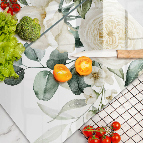 Chopping board Watercolor flowers