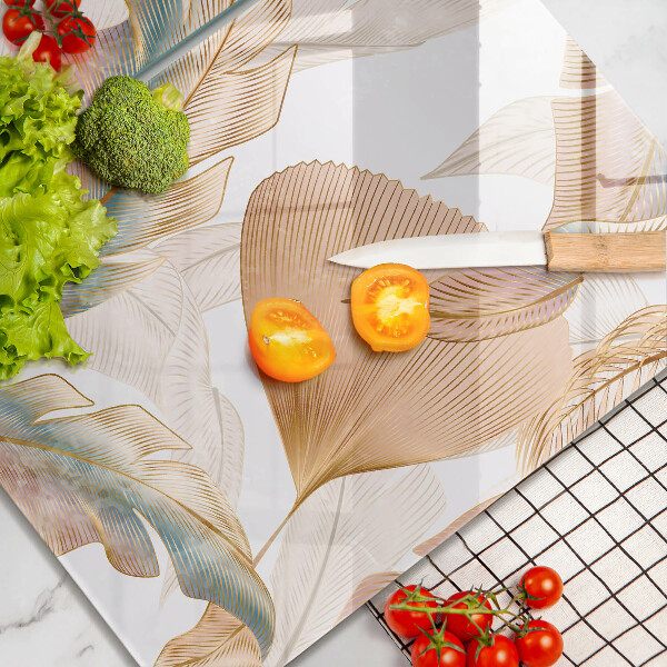 Chopping board Boho feathers and leaves