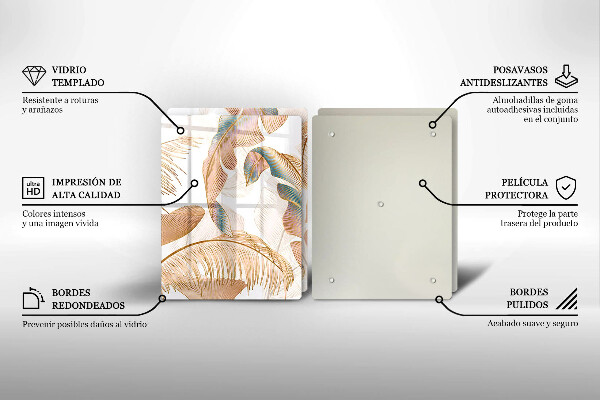 Chopping board Boho feathers and leaves