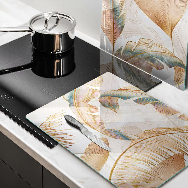 Chopping board Boho feathers and leaves