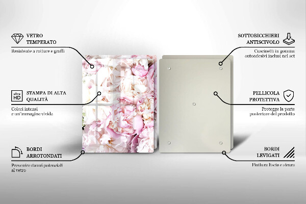 Chopping board Peony bouquet