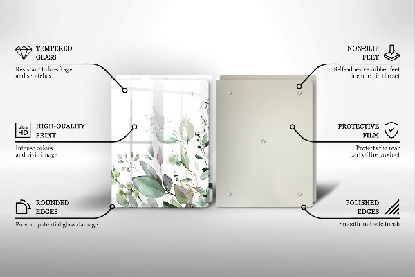 Chopping board Watercolor plants