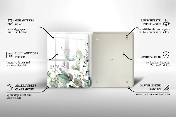 Chopping board Watercolor plants