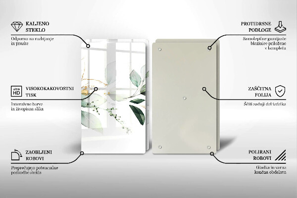 Chopping board Watercolor leaves