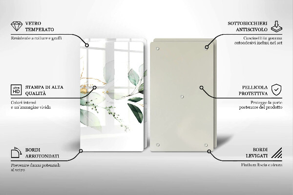 Chopping board Watercolor leaves