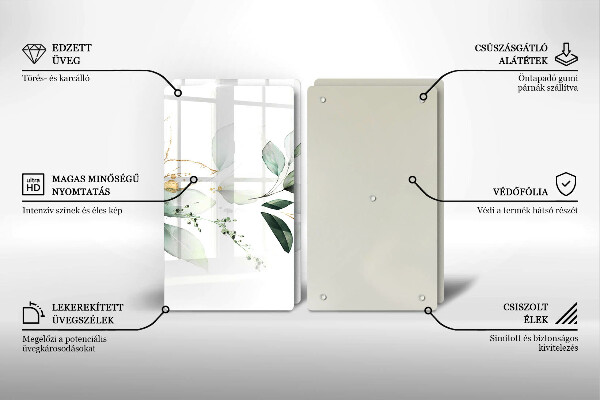 Chopping board Watercolor leaves