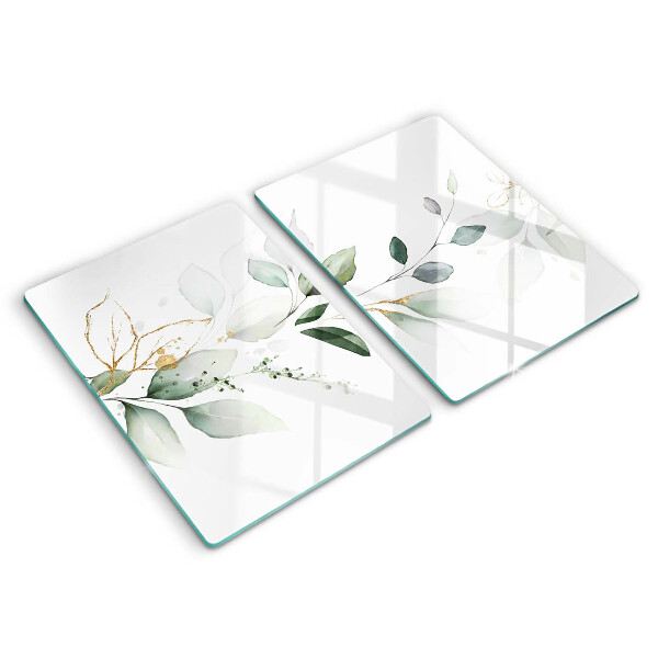 Chopping board Watercolor leaves