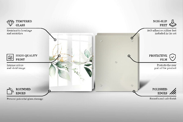 Chopping board Watercolor leaves