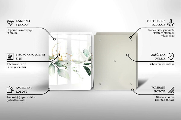 Chopping board Watercolor leaves