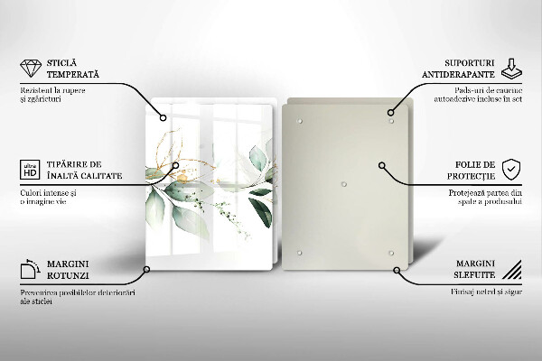 Chopping board Watercolor leaves