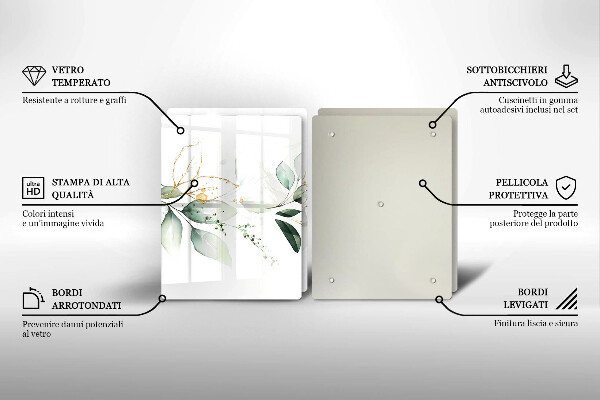 Chopping board Watercolor leaves
