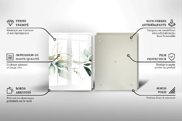 Chopping board Watercolor leaves