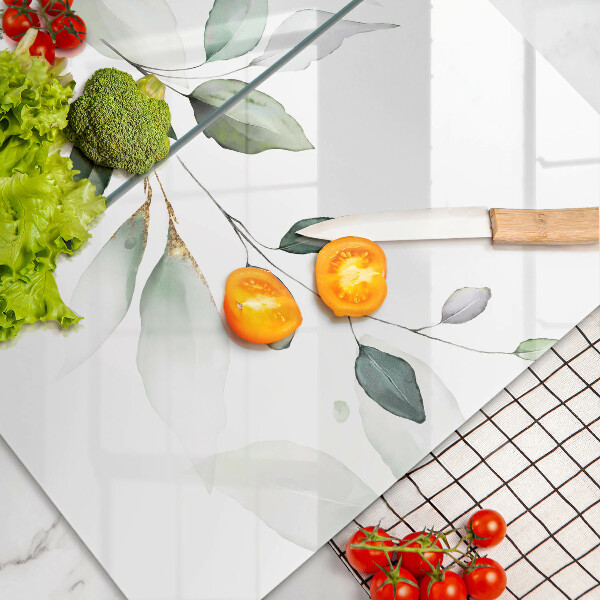 Chopping board Watercolor leaves