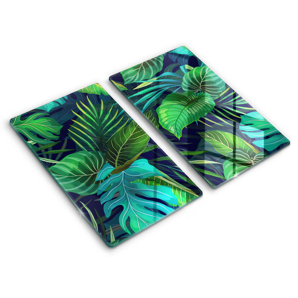 Chopping board Illustration of the jungle leaves